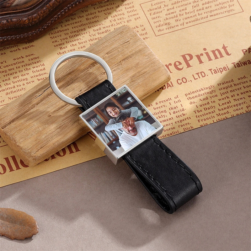 Personalized Photo Keychain for Him – Custom Picture Keyring Gift for Dad & Couples