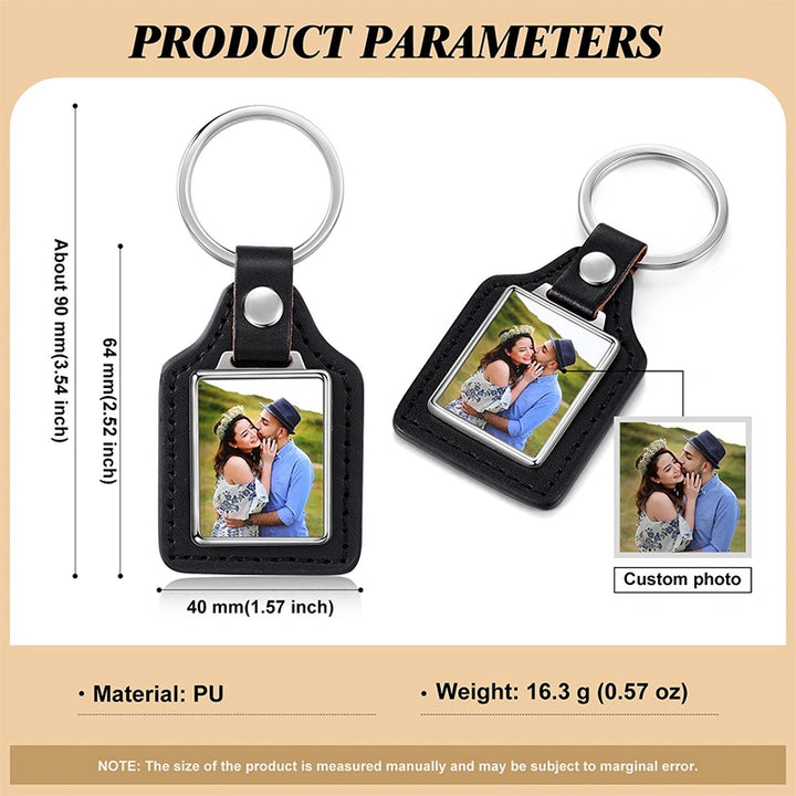 Personalized Photo Keychain for Him – Custom Picture Keyring Gift for Dad & Couples