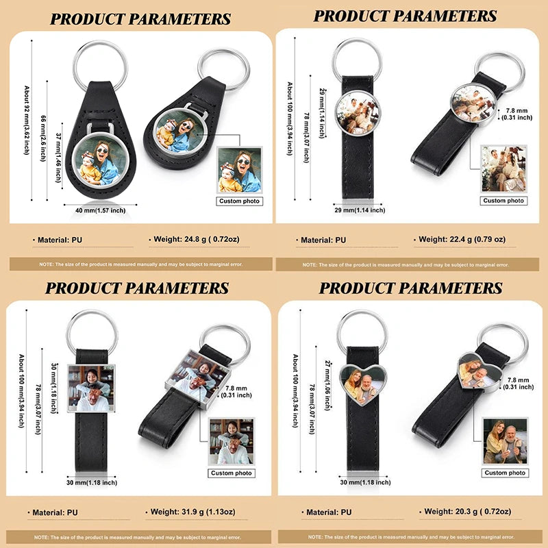 Personalized Photo Keychain for Him – Custom Picture Keyring Gift for Dad & Couples