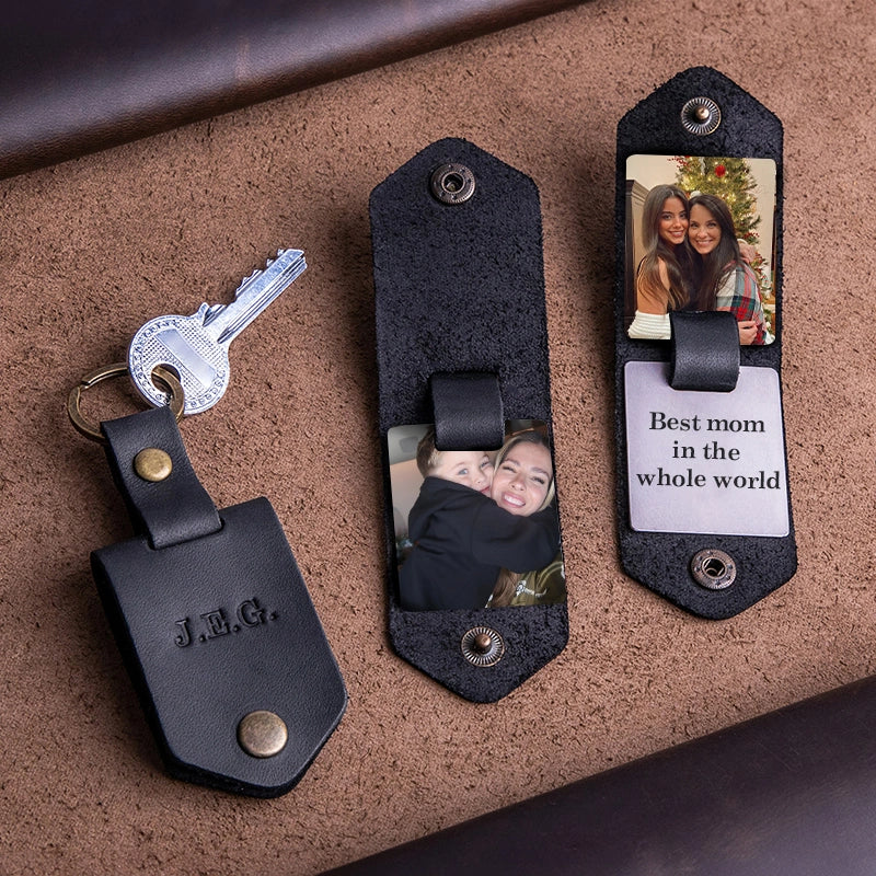 Personalized Photo Keychain for Mom – Custom Leather Keepsake Gift for Mother’s Day