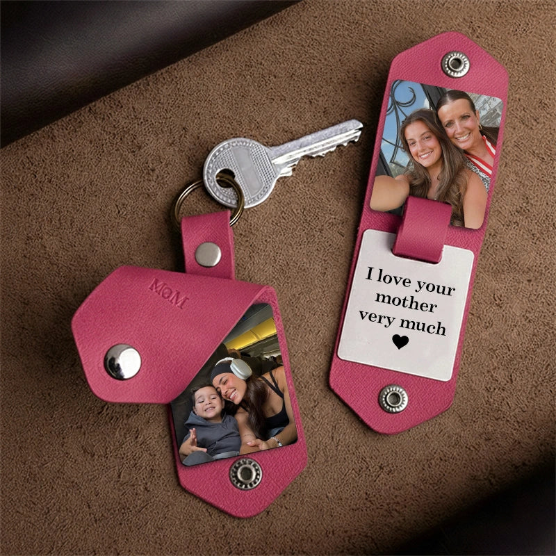 Personalized Photo Keychain for Mom – Custom Leather Keepsake Gift for Mother’s Day