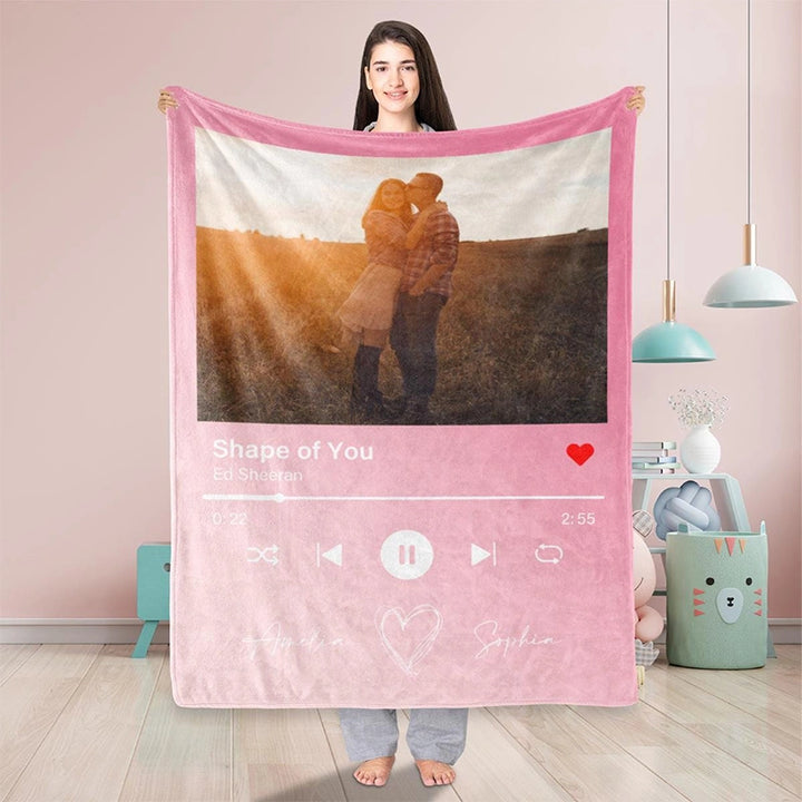 Personalized Photo & Song Blanket – Custom Minky Blanket for Couples, Valentine’s Day & Anniversary Gift