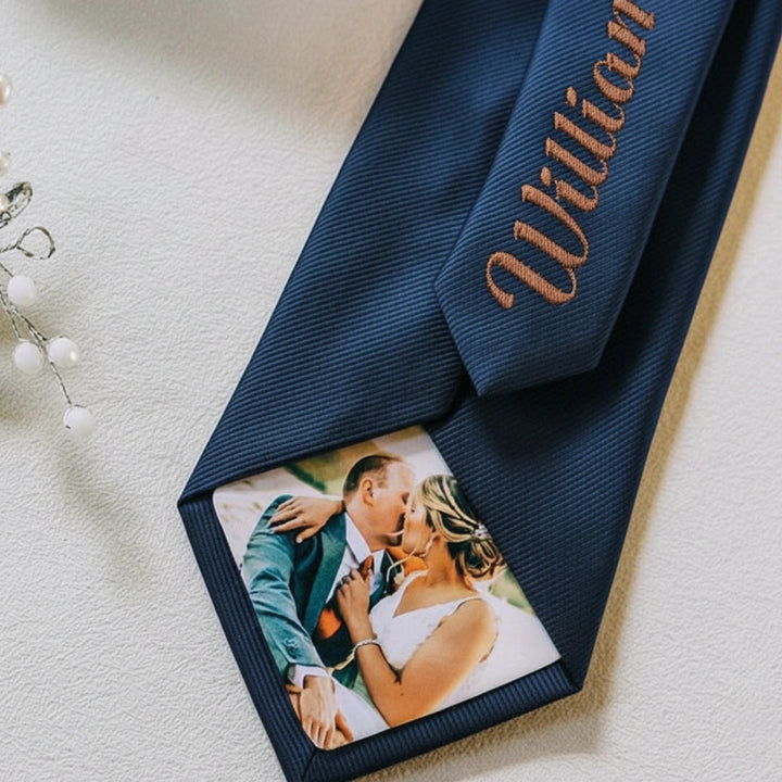 Personalized Photo Tie – Custom Picture Tie Patch Gift for Dad, Groom & Anniversary