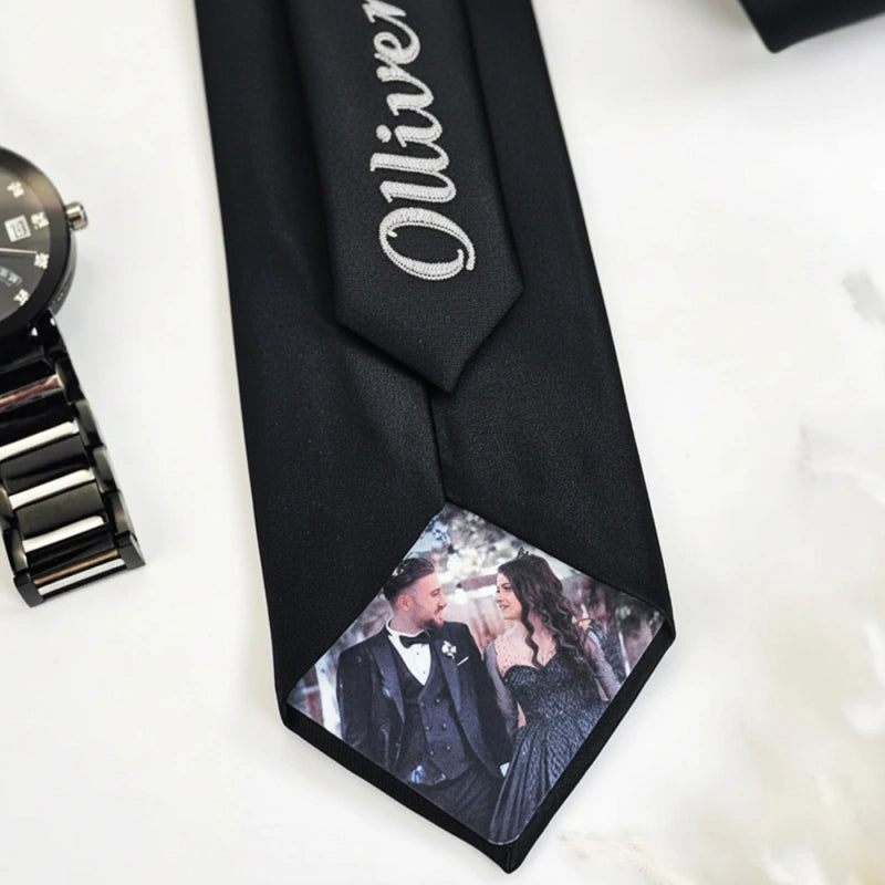 Personalized Photo Tie – Custom Picture Tie Patch Gift for Dad, Groom & Anniversary