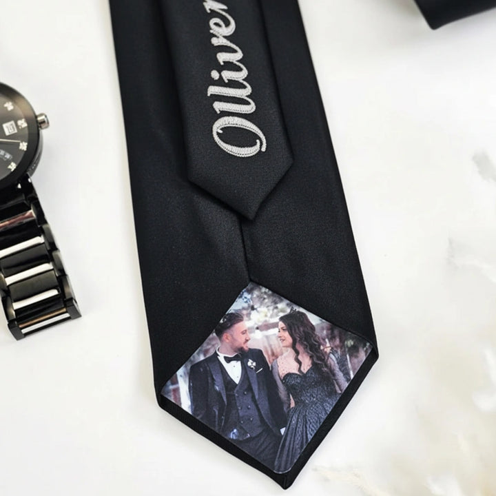 Personalized Photo Tie – Custom Picture Tie Patch Gift for Dad, Groom & Anniversary