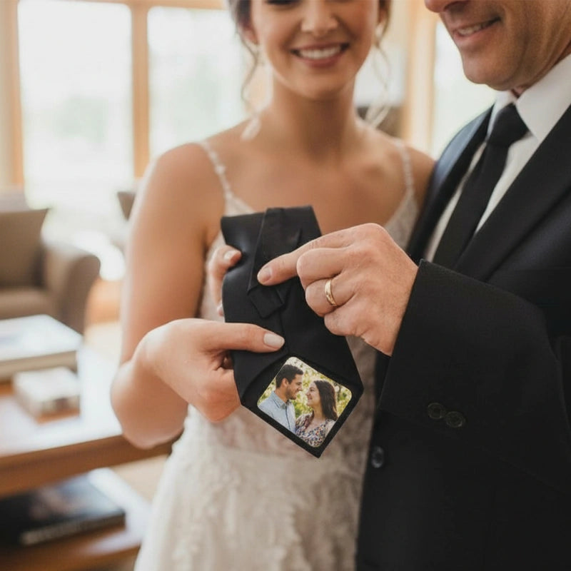 Personalized Photo Tie – Custom Picture Tie Patch Gift for Dad, Groom & Anniversary