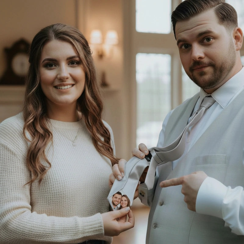 Personalized Photo Tie – Custom Picture Tie Patch Gift for Dad, Groom & Anniversary