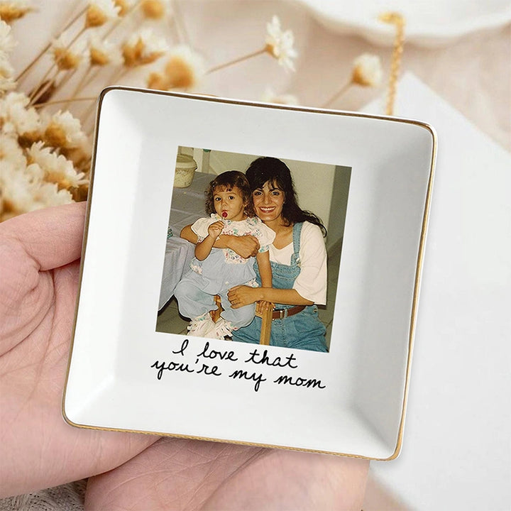Personalized Photo Trinket Tray for Mom – Custom Ring Dish with Picture, Mother’s Day Gift for Mom Grandma
