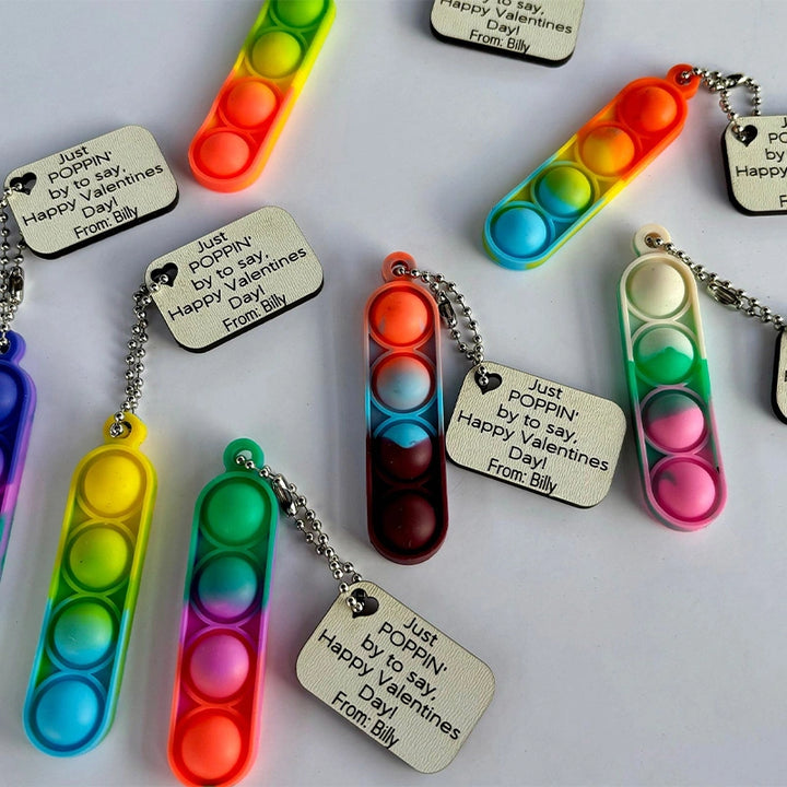 Personalized Pop It Keychain – Valentine’s Day Classroom Gifts for Kids, Custom Name Fidget Keychain