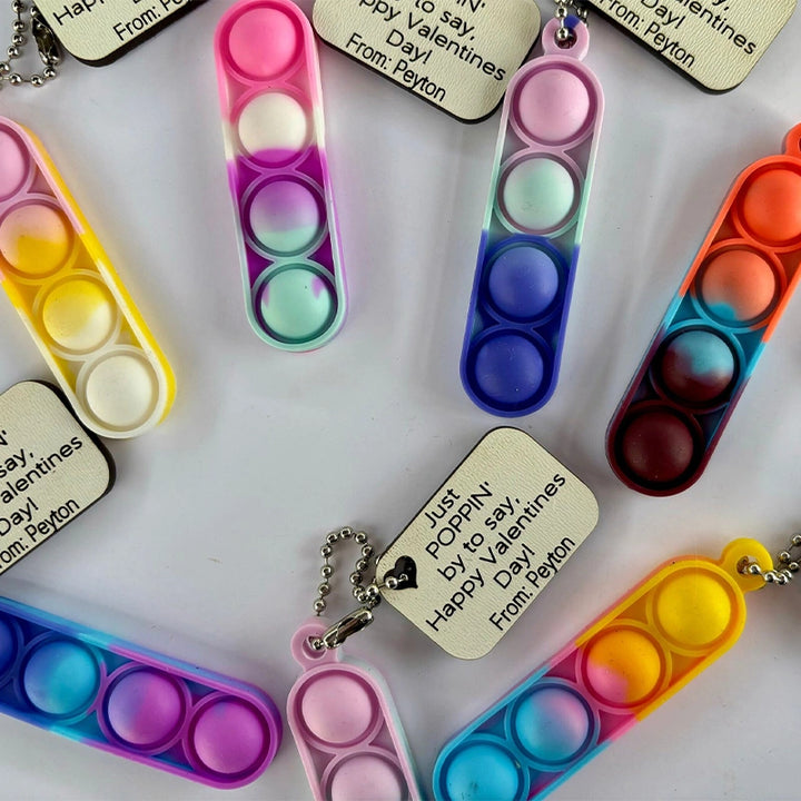 Personalized Pop It Keychain – Valentine’s Day Classroom Gifts for Kids, Custom Name Fidget Keychain