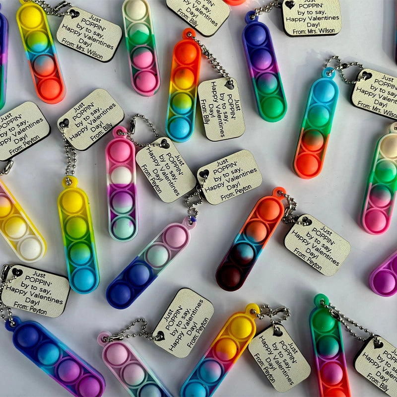 Personalized Pop It Keychain – Valentine’s Day Classroom Gifts for Kids, Custom Name Fidget Keychain