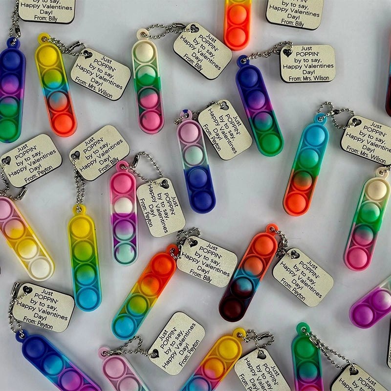 Personalized Pop It Keychain – Valentine’s Day Classroom Gifts for Kids, Custom Name Fidget Keychain