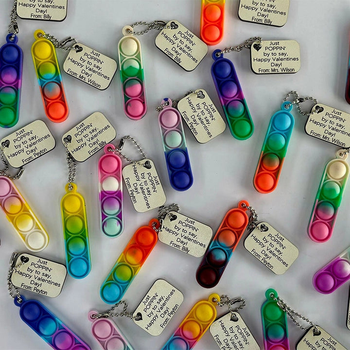 Personalized Pop It Keychain – Valentine’s Day Classroom Gifts for Kids, Custom Name Fidget Keychain