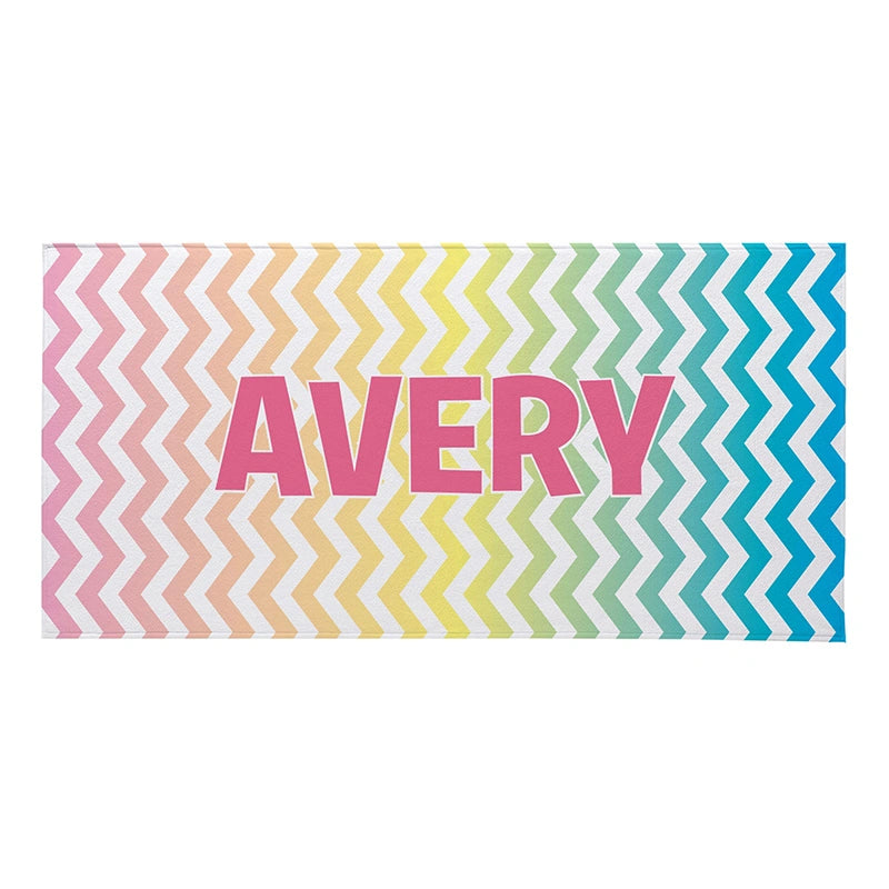 Personalized Pretty Pattern Beach Towel with Name – Stylish Vacation Essential for Beach Lovers