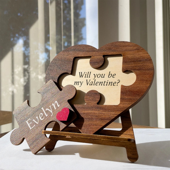 Personalized Puzzle Heart Name Sign – Custom Couple Home Decor, Romantic Gift for Her or Him, Valentine’s Day Gift, Anniversary Keepsake, Interlocked Puzzle Love Decor