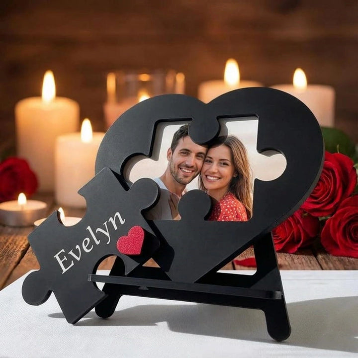 Placa de Quebra-Cabeça Personalizada com Nome em Formato de Coração – Decoração Personalizada para Casais, Presente Romântico para Ela ou para Ele, Presente de Dia dos Namorados, Lembrança de Aniversário, Decoração de Quebra-Cabeça com Tema de Amor
