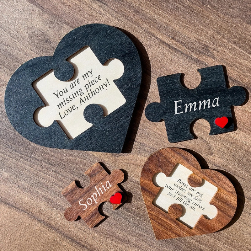Personalized Puzzle Heart Name Sign – Custom Couple Home Decor, Romantic Gift for Her or Him, Valentine’s Day Gift, Anniversary Keepsake, Interlocked Puzzle Love Decor