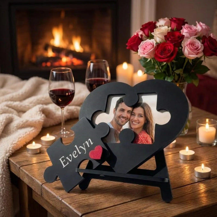 Placa de Quebra-Cabeça Personalizada com Nome em Formato de Coração – Decoração Personalizada para Casais, Presente Romântico para Ela ou para Ele, Presente de Dia dos Namorados, Lembrança de Aniversário, Decoração de Quebra-Cabeça com Tema de Amor