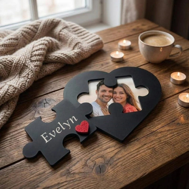 Placa de Quebra-Cabeça Personalizada com Nome em Formato de Coração – Decoração Personalizada para Casais, Presente Romântico para Ela ou para Ele, Presente de Dia dos Namorados, Lembrança de Aniversário, Decoração de Quebra-Cabeça com Tema de Amor