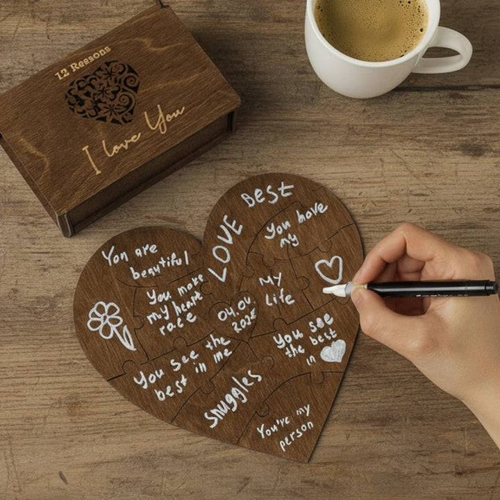 Personalized “Reasons I Love You” Puzzle Gift – Custom Heart Puzzle for Couples | Anniversary, Birthday & Long-Distance Romantic Gift for Him or Her