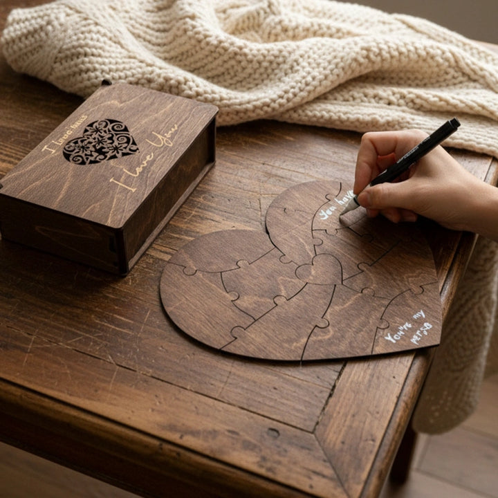 Personalized “Reasons I Love You” Puzzle Gift – Custom Heart Puzzle for Couples | Anniversary, Birthday & Long-Distance Romantic Gift for Him or Her