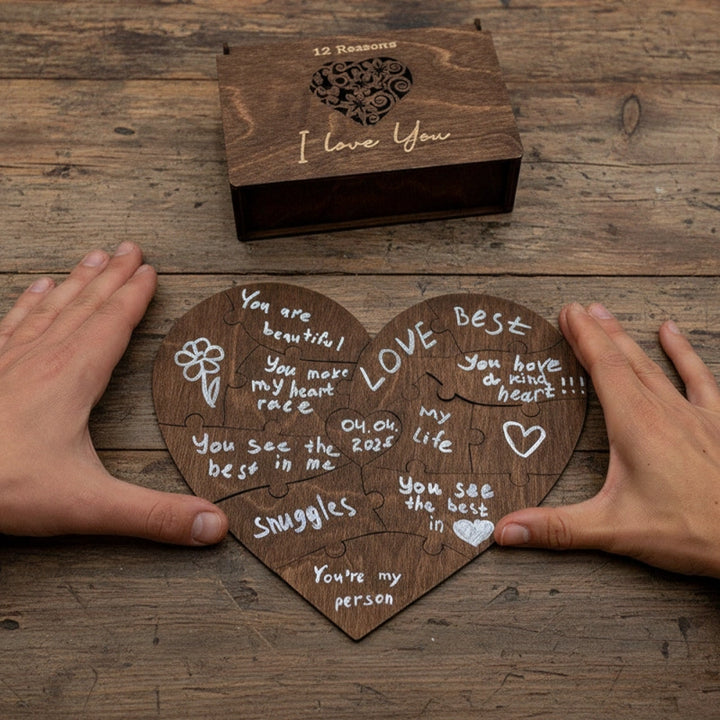 Personalized “Reasons I Love You” Puzzle Gift – Custom Heart Puzzle for Couples | Anniversary, Birthday & Long-Distance Romantic Gift for Him or Her
