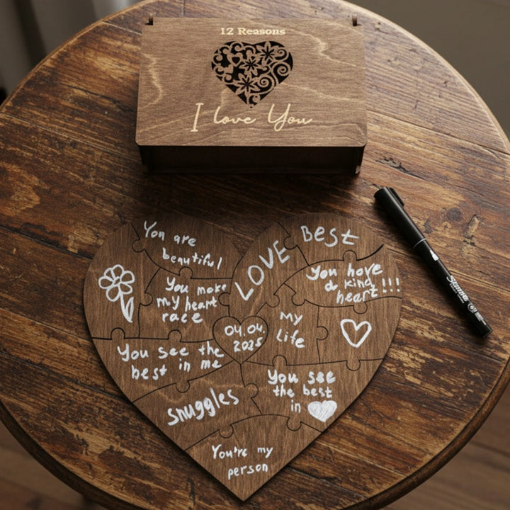 Personalized “Reasons I Love You” Puzzle Gift – Custom Heart Puzzle for Couples | Anniversary, Birthday & Long-Distance Romantic Gift for Him or Her