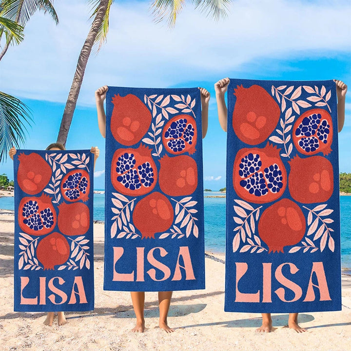 Personalized Retro Beach Towel with Name – Custom Vintage Summer Pool & Vacation Towel