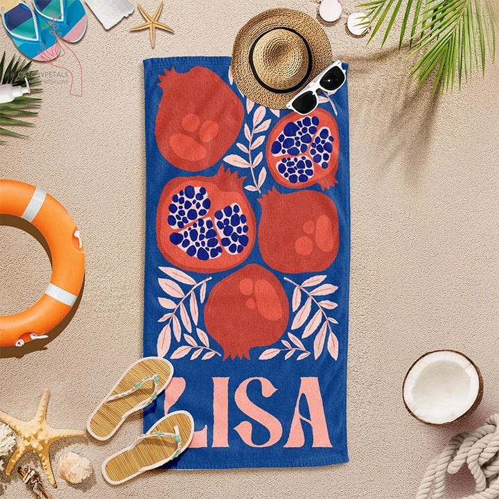 Personalized Retro Beach Towel with Name – Custom Vintage Summer Pool & Vacation Towel