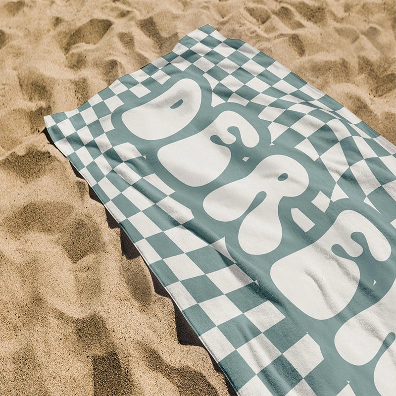 Personalized Retro Beach Towel with Name – Vibrant Color Custom Summer Towel