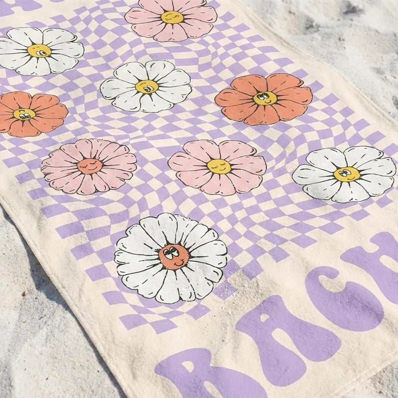 Personalized Retro Checkered Beach Towel with Name – Custom Kids, Party & Vacation Towel