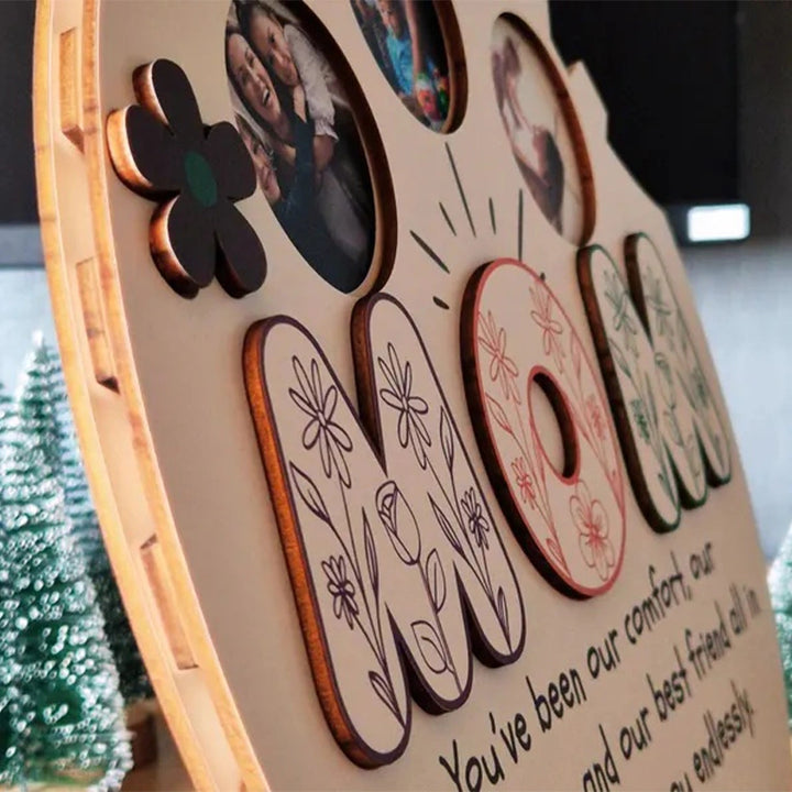 Personalized Rotating Photo Frame – Custom Wooden Family Picture Display | Mother’s Day Gift for Mom