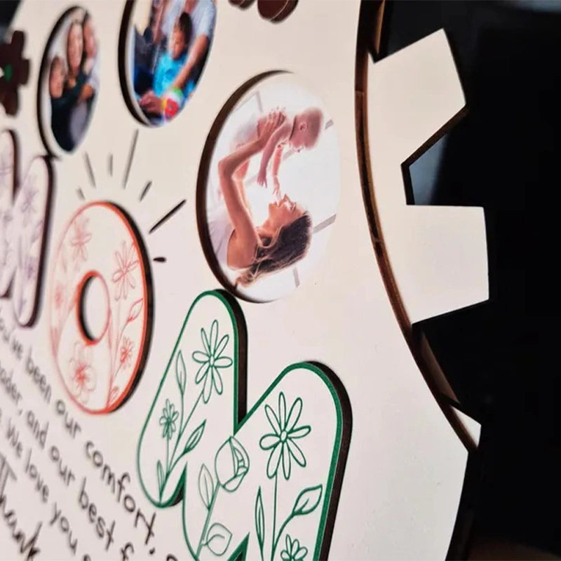 Personalized Rotating Photo Frame – Custom Wooden Family Picture Display | Mother’s Day Gift for Mom