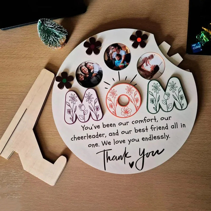 Personalized Rotating Photo Frame – Custom Wooden Family Picture Display | Mother’s Day Gift for Mom