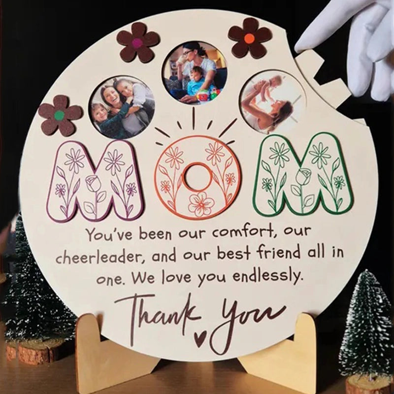 Personalized Rotating Photo Frame – Custom Wooden Family Picture Display | Mother’s Day Gift for Mom