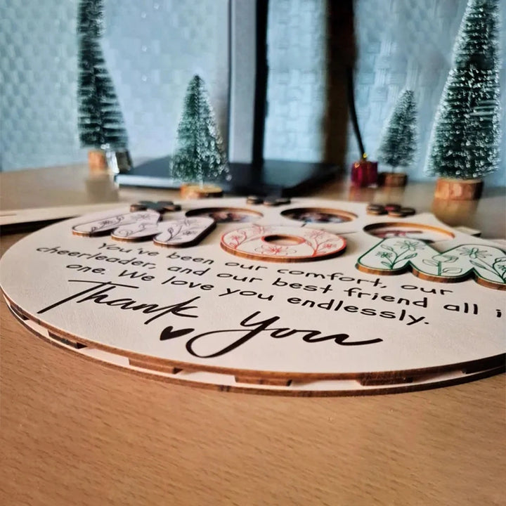 Personalized Rotating Photo Frame – Custom Wooden Family Picture Display | Mother’s Day Gift for Mom