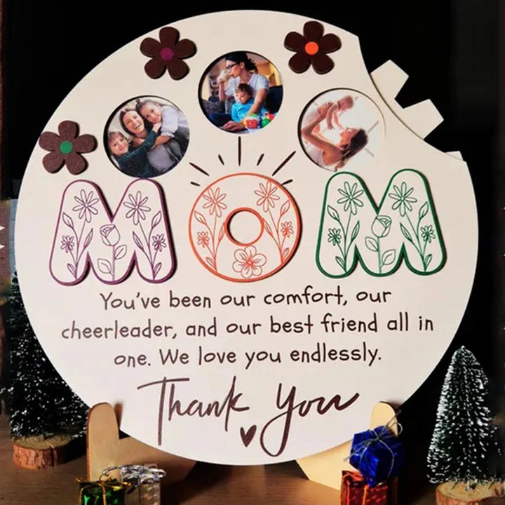 Personalized Rotating Photo Frame – Custom Wooden Family Picture Display | Mother’s Day Gift for Mom