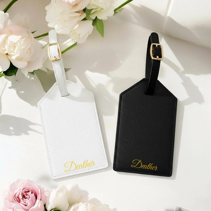 Personalized Leather Passport Case & Luggage Tag Set – Custom Monogram Travel Gift for Couples, Brides, Bridesmaids & Frequent Travelers