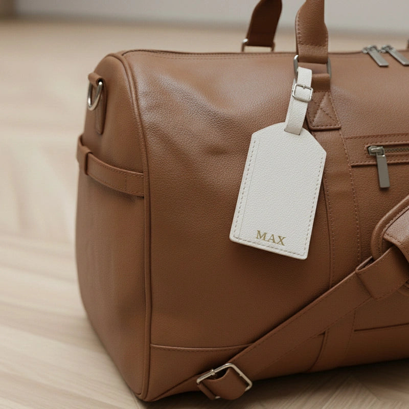 Personalized Leather Passport Case & Luggage Tag Set – Custom Monogram Travel Gift for Couples, Brides, Bridesmaids & Frequent Travelers