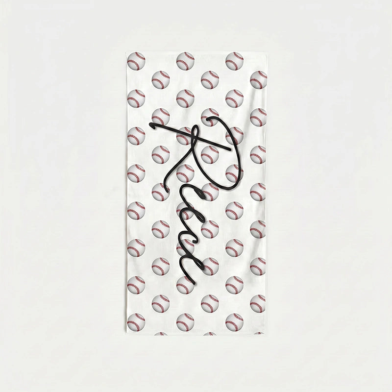 Personalized Sports Ball Beach Towel with Name – Custom Tennis, Soccer, Baseball, Volleyball & Basketball Pool Towel