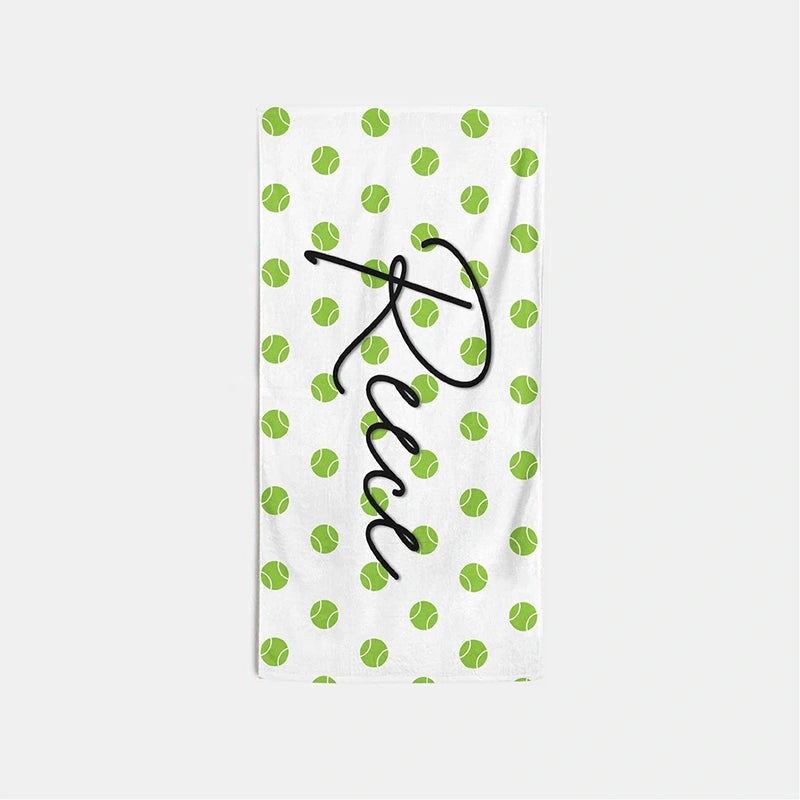 Personalized Sports Ball Beach Towel with Name – Custom Tennis, Soccer, Baseball, Volleyball & Basketball Pool Towel