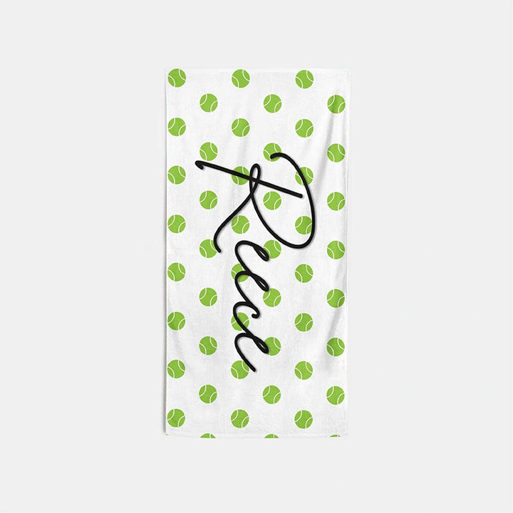 Personalized Sports Ball Beach Towel with Name – Custom Tennis, Soccer, Baseball, Volleyball & Basketball Pool Towel