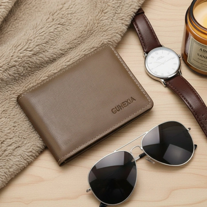 Personalized Trifold Wallet for Men – Custom Engraved Full-Grain Leather Wallet