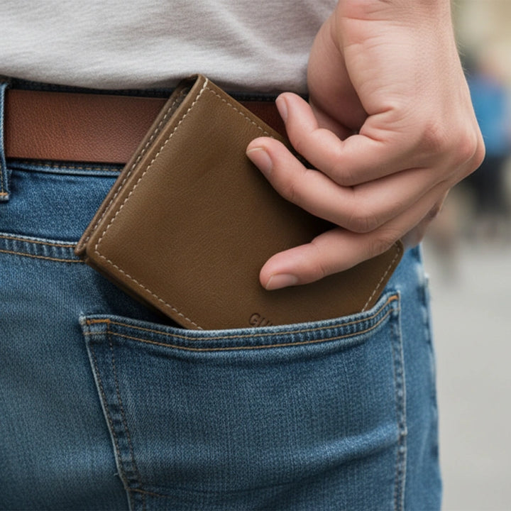 Personalized Trifold Wallet for Men – Custom Engraved Full-Grain Leather Wallet