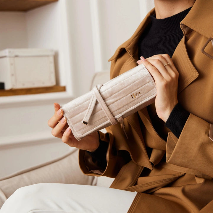 Personalized Velvet Jewelry Roll – Monogram Travel Jewelry Organizer for Bridesmaids, Weddings & Gifts for Her