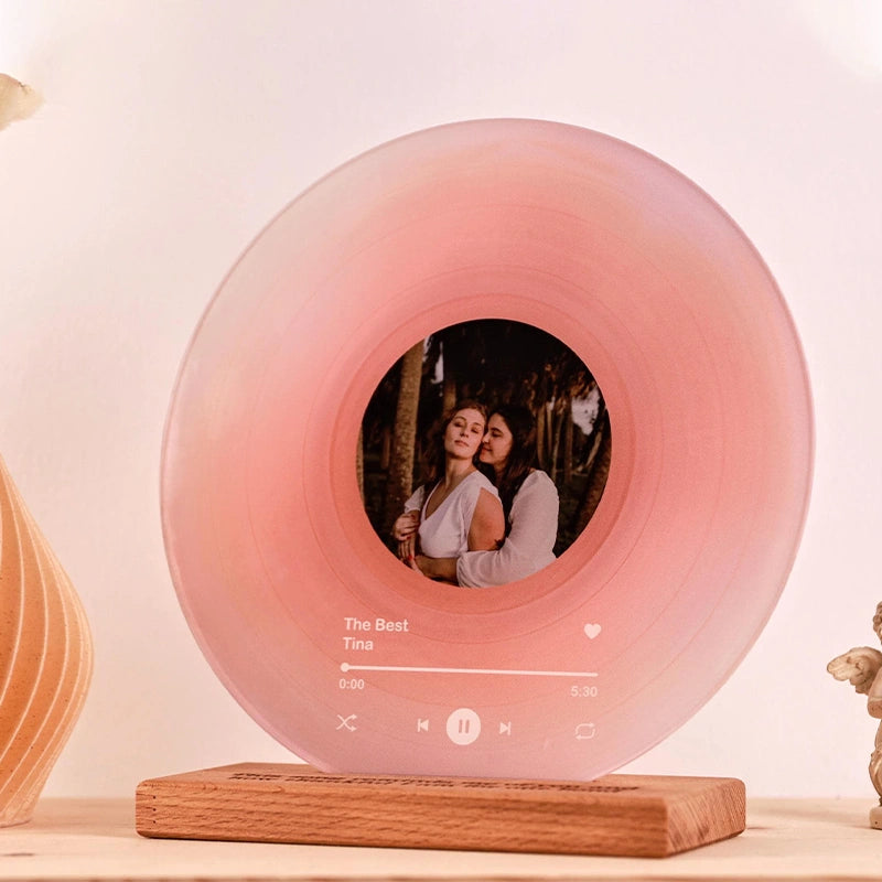 Personalized Vinyl Record with Photo – Custom Acrylic Song Plaque Gift for Anniversary, Birthday, Christmas & Couples