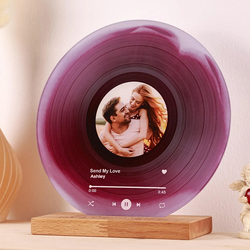 Personalized Vinyl Record with Photo – Custom Acrylic Song Plaque Gift for Anniversary, Birthday, Christmas & Couples