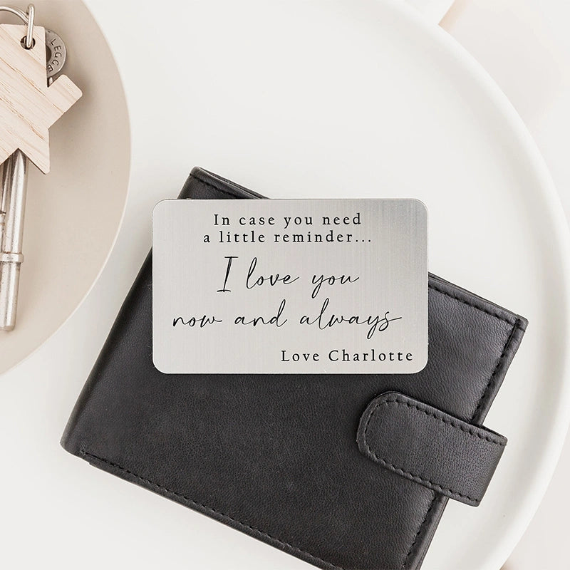 Personalized Wallet Insert Card – Engraved Credit Card Wallet Keepsake, Custom Gift for Him for Valentine’s Day, Anniversary or Birthday