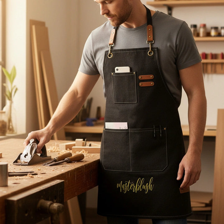 Personalized Waterproof Canvas Apron  Oil-Resistant • Stain-Resistant • Custom Embroidered