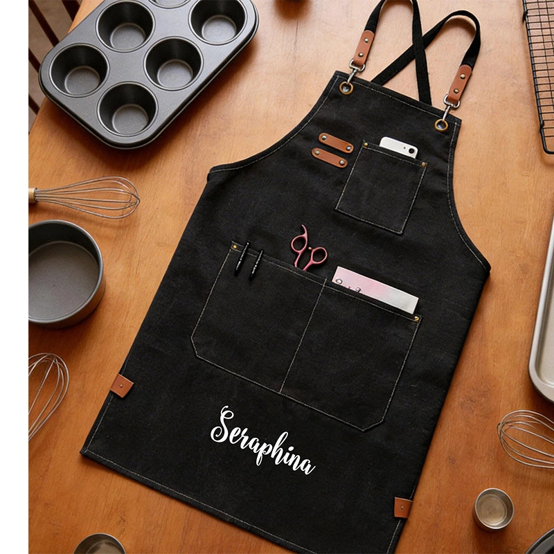 Personalized Waterproof Canvas Apron  Oil-Resistant • Stain-Resistant • Custom Embroidered